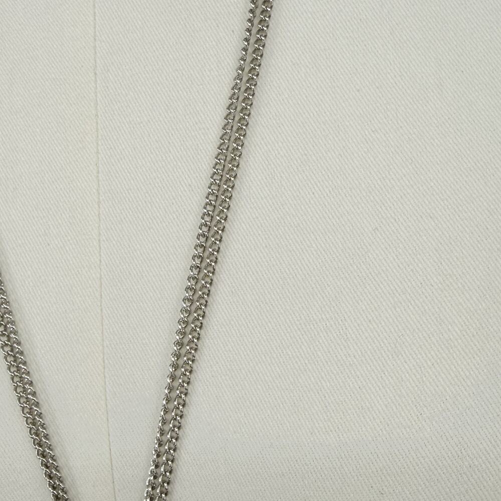 Banana Republic Silver Faceted Crystal Tassel Pendant Long Necklace Statement - Picture 6 of 7